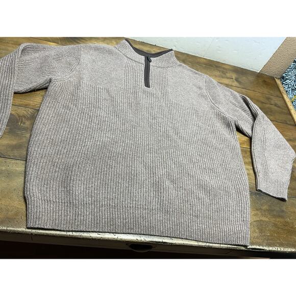 L.L. Bean Waterfowl Sweater Mens XL Merino Lambs Wool Ribbed Brown 237808 - Picture 5 of 11